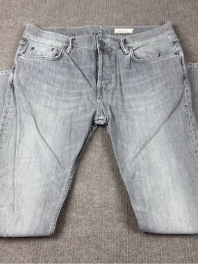 All Saints Men's 34 Light Gray Washed Cigarette Jeans